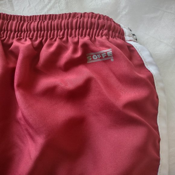 Soffe Burgundy / Maroon Printed Elasticated Waist Athletic Short Size L Lined - Picture 4 of 9